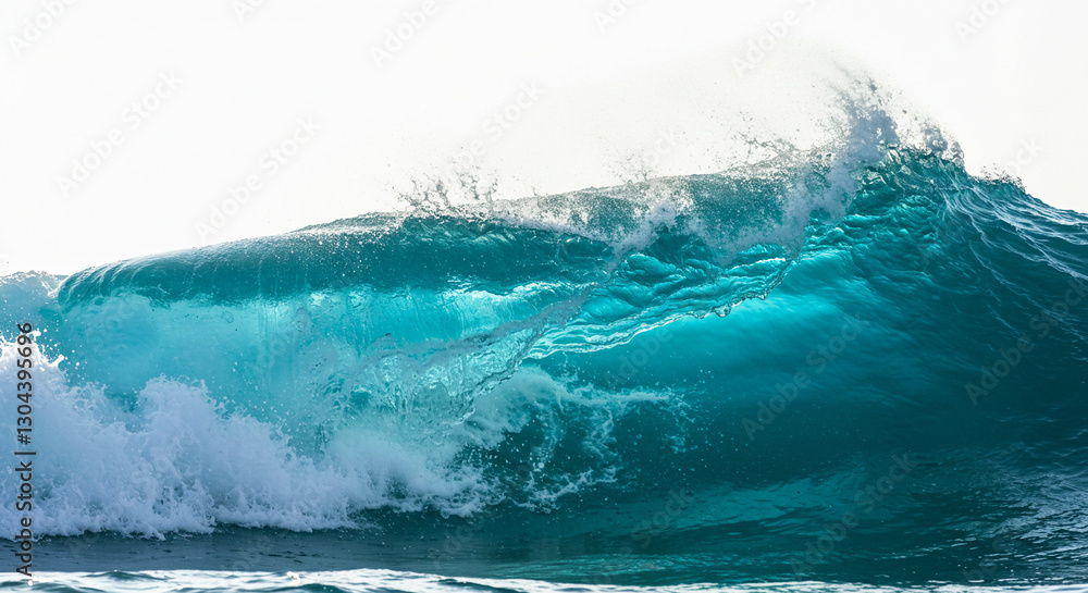 Obraz premium Impresionante ola marina aislada en fondo blanco