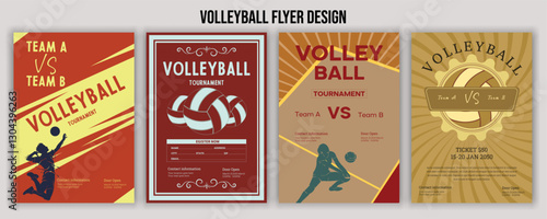 Volleyball Tournament Flyer Template  Championship Sports Event Poster Design Editable EPS for Game Night and Athletic Club Promotion  Perfect for Stock Market Uploads and Easy Customization.