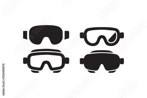 Safety googles black color vector silhouette illustration isolated in white background