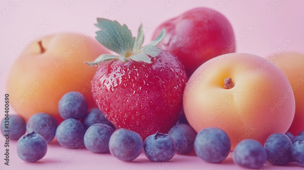 A pastel aesthetic fruit composition with muted tones and soft focus A pastel aesthetic fruit composition with muted tones and soft focus
