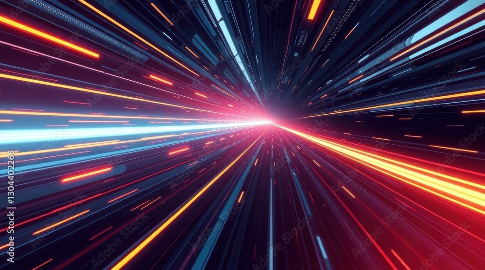 Abstract Light Streaks Tunnel with Red and Blue Colors Speeding Abstract Light Streaks Tunnel with Red and Blue Colors Speeding