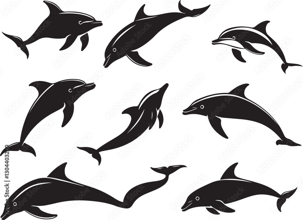 Naklejka premium Graceful Aquatics: The Elegant Dance of Dolphins 