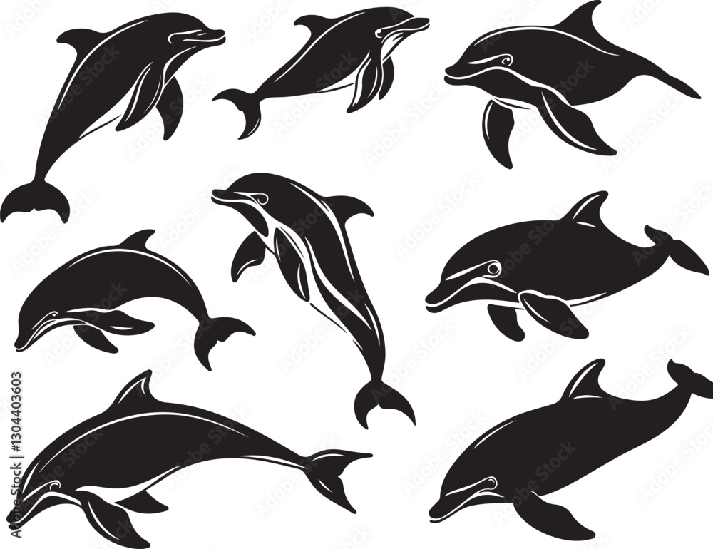 Naklejka premium Graceful Aquatics: The Elegant Dance of Dolphins