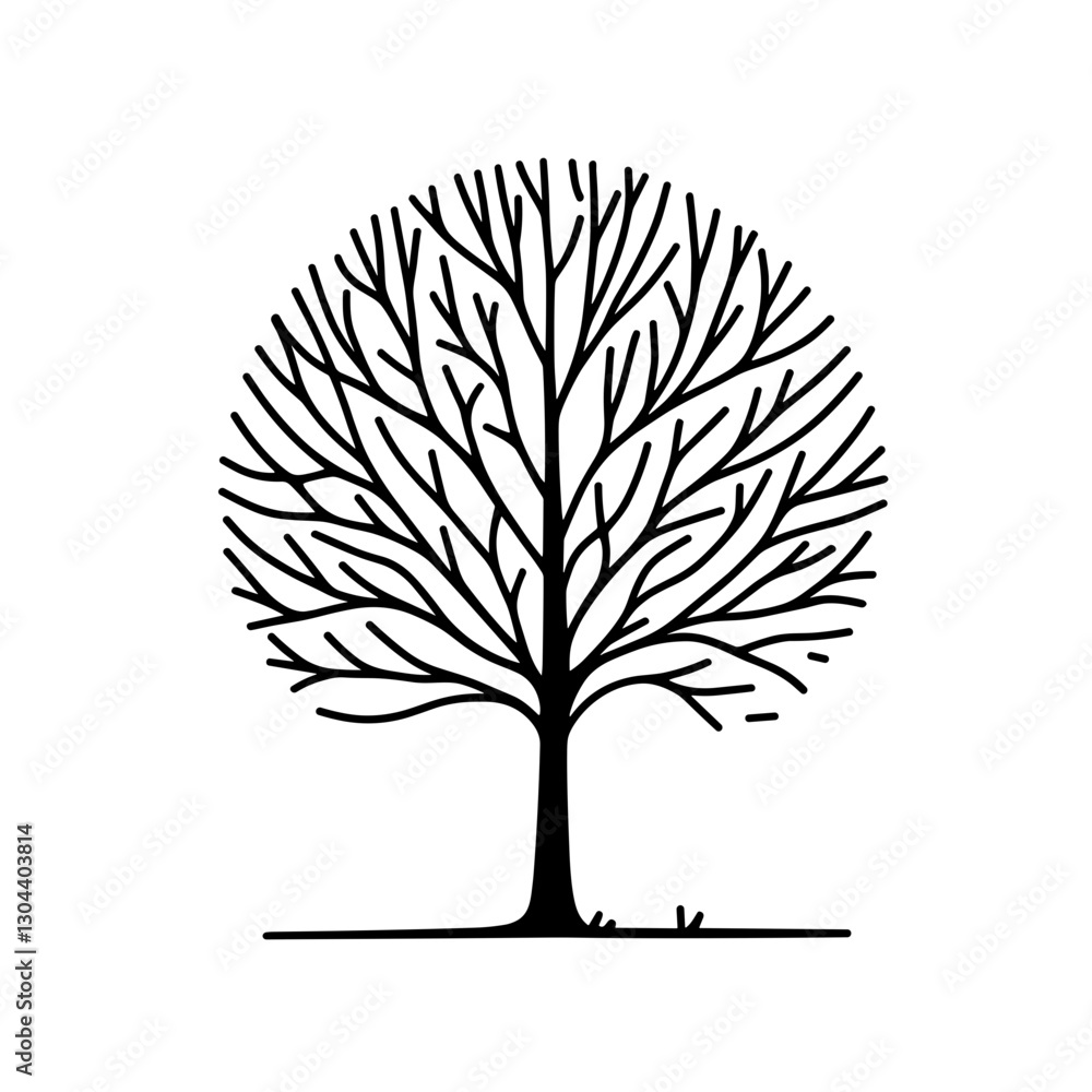 Naklejka premium Bare tree in winter, black and white vector