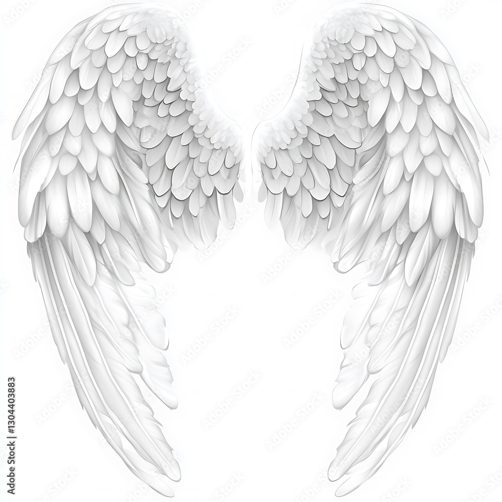 Fototapeta premium Ethereal White Angel Wings Isolated on Transparent Background