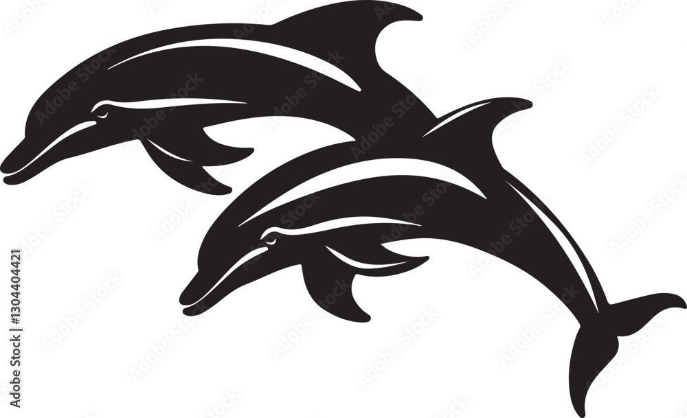 Obraz premium Graceful Aquatics: The Elegant Dance of Dolphins 