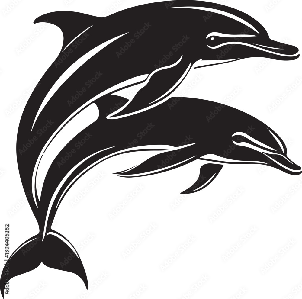 Naklejka premium Graceful Dolphin Silhouettes Collection