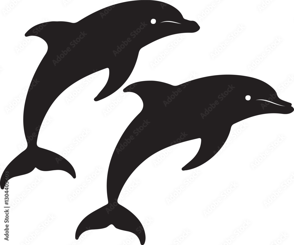 Naklejka premium Graceful Dolphin Silhouettes Collection