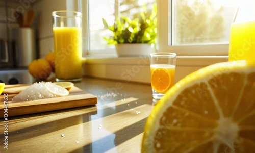 Sunlit Kitchen: Homemade Lemonade and Fresh Lemons