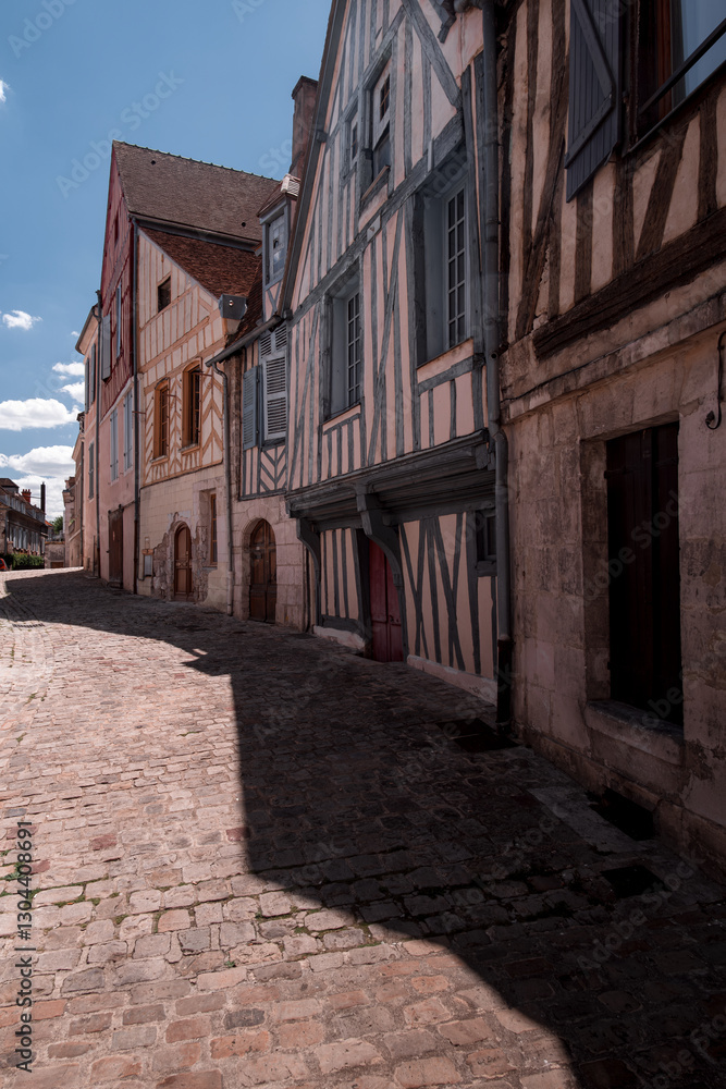 Fototapeta premium View of the historical Auxerre city in the Burgundy region, France