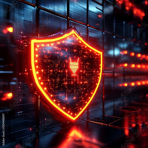 Cybersecurity Shield in Server Room