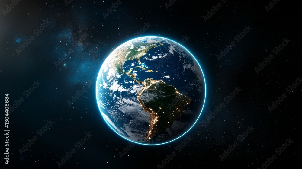 Fototapeta premium Exploring earth's beauty a stunning view of our planet from space aerial perspective digital artwork cosmic environment