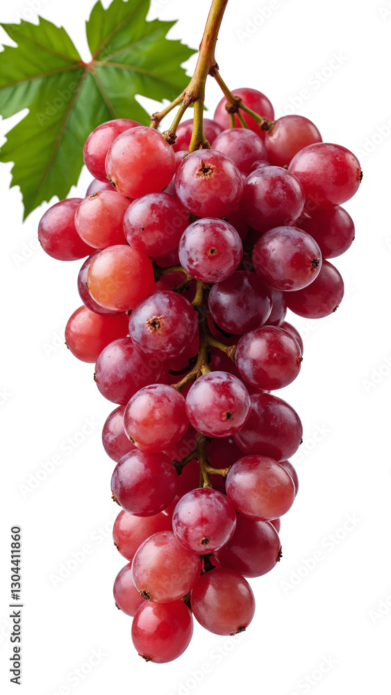 Red grapes isolated on white background, copy space