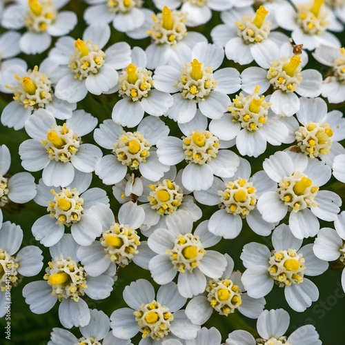 White yarrow flowers blooming in a tight cluster