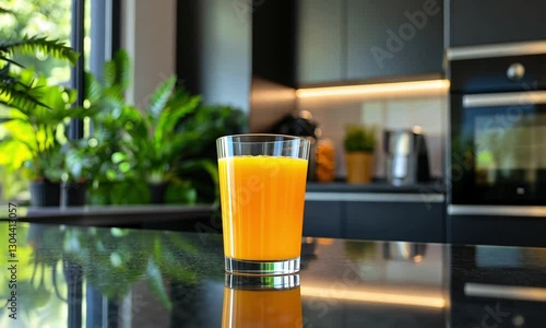Fresh Orange Juice in Modern Kitchen