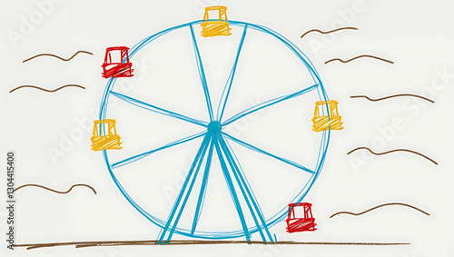 Colorful Ferris Wheel Illustration