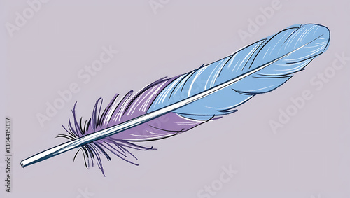 Elegant Feather Illustration in Blue and Purple
