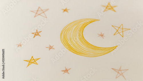Dreamy Night Sky: Hand-Drawn Moon and Stars