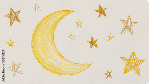Starlit Night: Artistic Moon and Stars Drawing