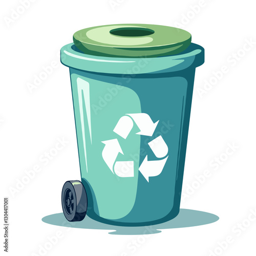 Recycling bin with a recycle symbol on a white background for copy space
