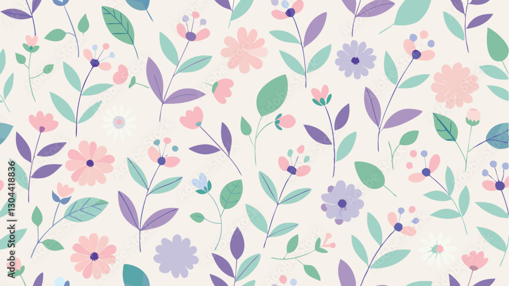 custom made wallpaper toronto digitalFloral vector illustration featuring a colorful arrangement of flowers and leaves on a soft background