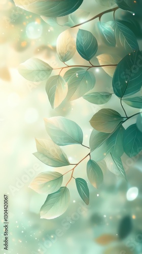 close-up image of light green leaves blowing in the wind