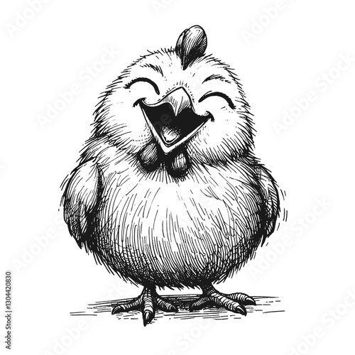 Chicken laugh line art drawing ink sketch vector hand drawn illustration background laughing beasts humor in the animal kingdom