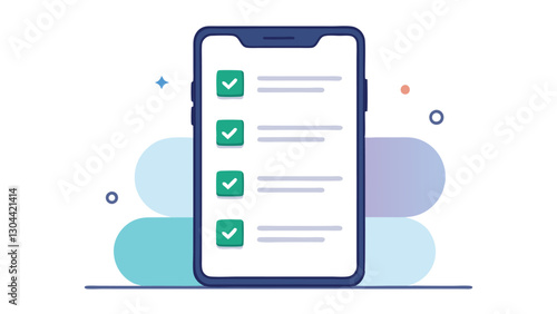 Checklist on a tablet screen with colorful background and completed tasks illustrating digital productivity and organization