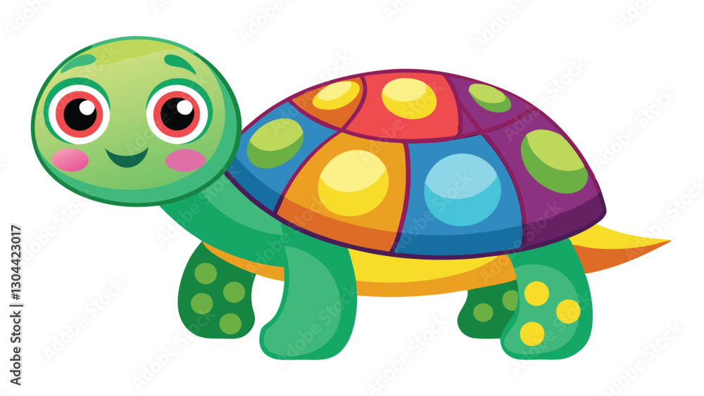 Fototapeta premium Colorful cartoon turtle character with a friendly expression and vibrant shell design enjoying a bright day