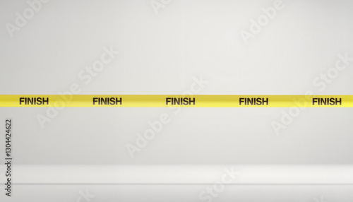 Yellow finish line tape on white background