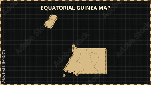 A Map highlighting Equatorial Guinea Map, Equatorial Guinea modern map with Gold and Black Color Hi detailed Vector, geographical borders, Equatorial Guinea Map Vector Illustration