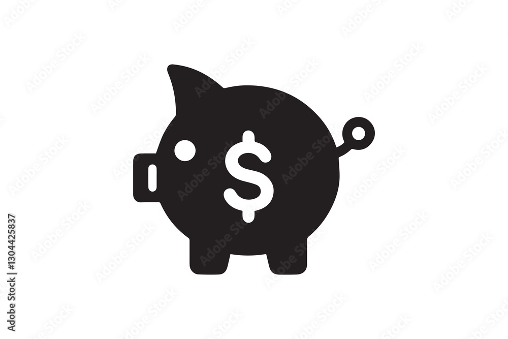 Obraz premium piggy bank icon black color vector silhouette illustration isolated in white background