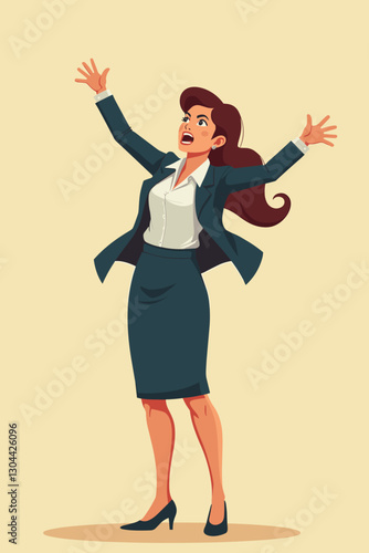 Businesswoman Overcoming Fear of Failure and Anxiety, Conquering Stress to Achieve Career Goals