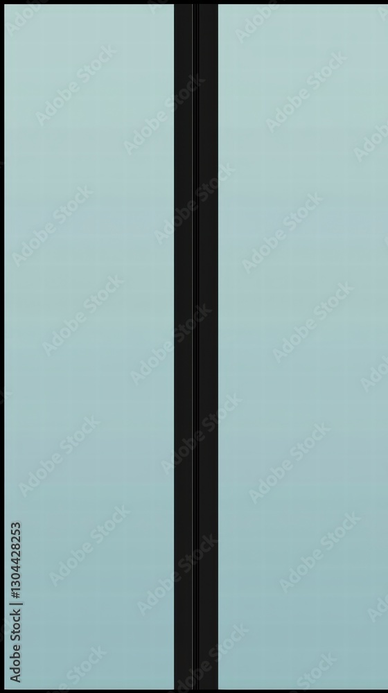 Fototapeta premium Glass Doors and Reflections: Clean, minimalist image of closed glass doors with a subtle blue tint, reflecting a suggestion of an unseen world
