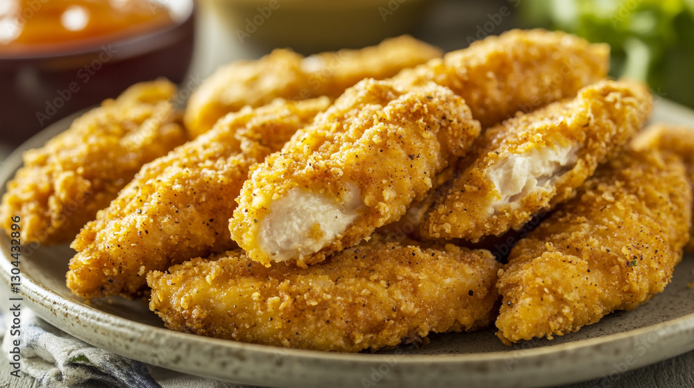 Crispy golden fried chicken tenders delicious food image hot meal meat lunch tasty snack plate dinner Crispy golden fried chicken tenders delicious food image hot meal meat lunch tasty snack plate dinner
