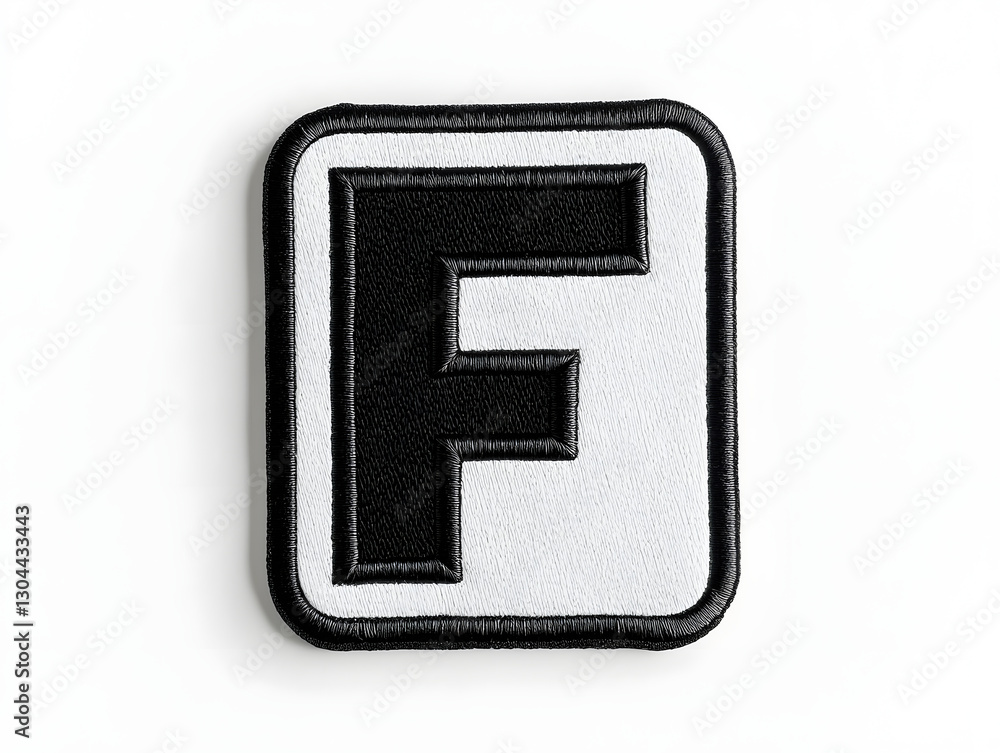 Minimalist Black and White Letter F Embroidered Patch Mockup