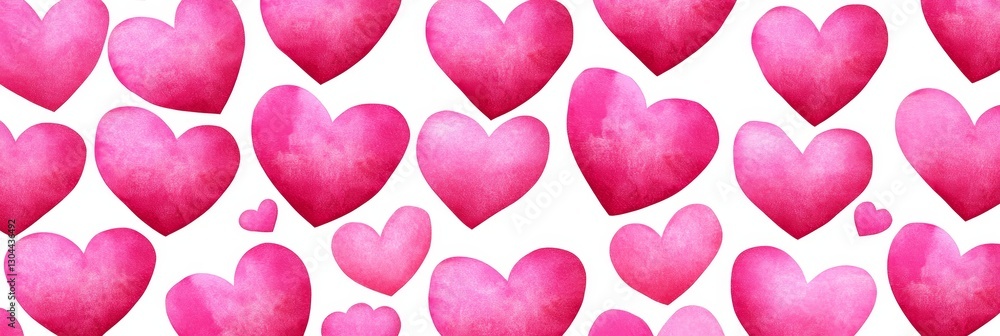 Watercolor Pink Hearts Pattern - Lovely pattern of pink watercolor hearts perfect for Valentine's Day, wedding, or romantic designs Watercolor Pink Hearts Pattern - Lovely pattern of pink watercolor hearts perfect for Valentine's Day, wedding, or romantic designs
