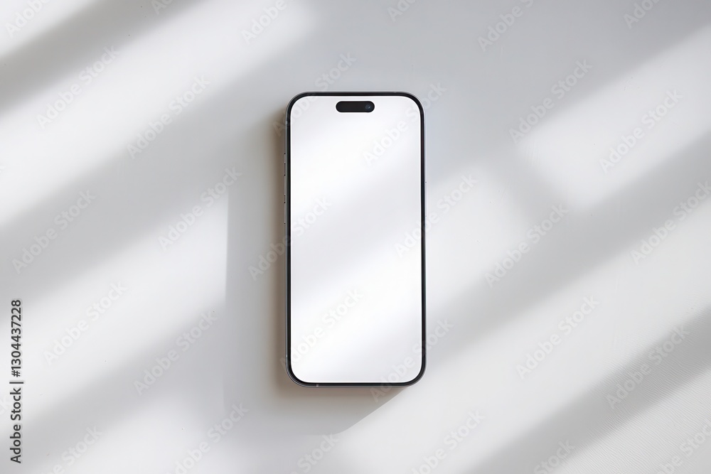 Smartphone mockup with blank screen and natural shadow on minimalist background Smartphone mockup with blank screen and natural shadow on minimalist background