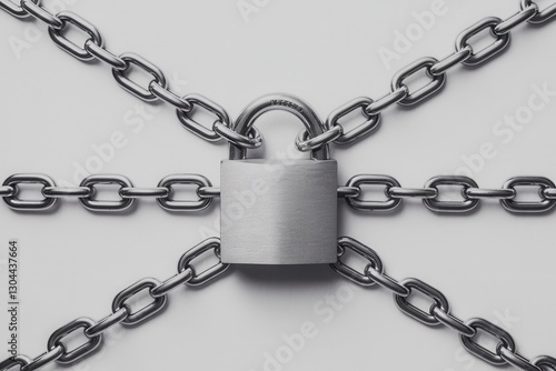 Metal padlock with thick chain symbolizing security, protection, and privacy