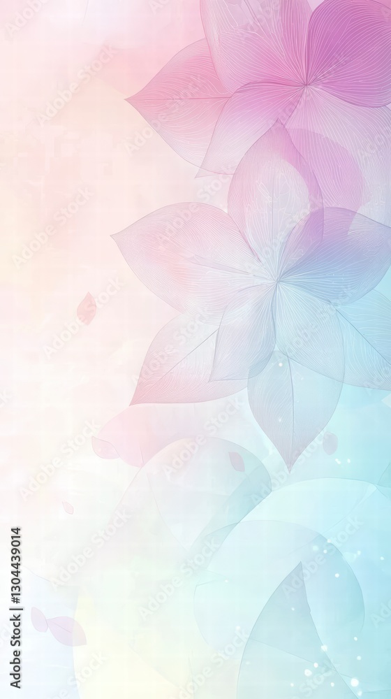 Fototapeta premium Floral Fantasy: A pastel-hued digital illustration of abstract flower petals, blending soft colors and shapes creating a dreamy, artistic composition.