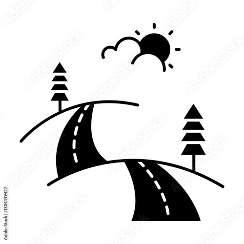 Hill road icon in glyph style