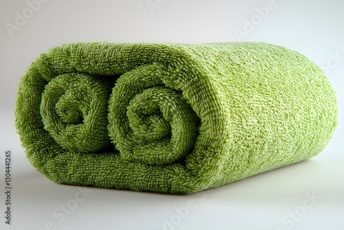 Rolled Green Towels in Soft Cotton Texture for Spa and Home Decor photo