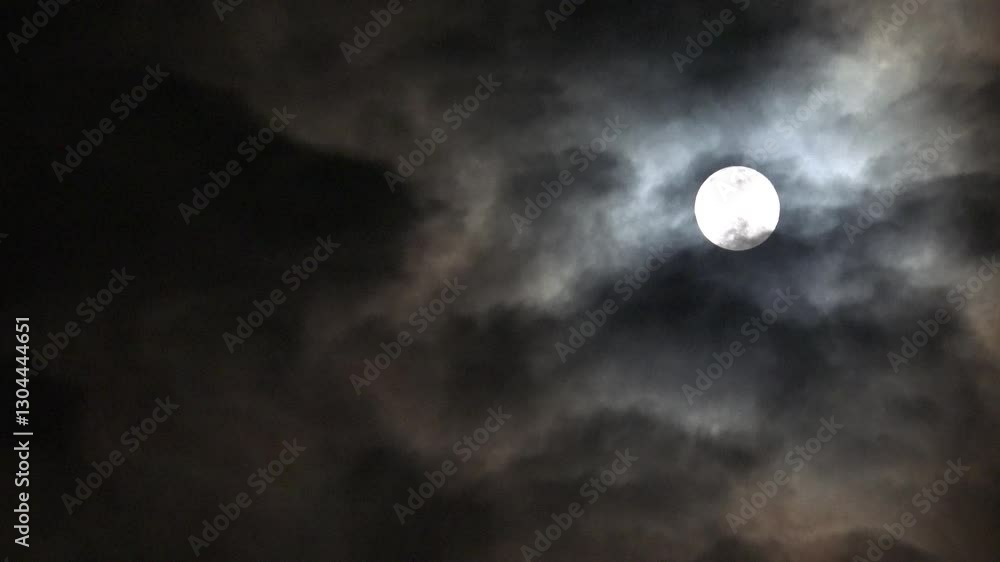 Moon Rises in Clouds in Night Sky, Halloween View in Time Lapse, Evening Astrology, Timelapse Moon Rises in Clouds in Night Sky, Halloween View in Time Lapse, Evening Astrology, Timelapse