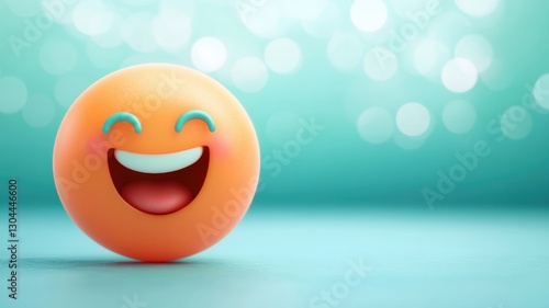 Wallpaper Mural Smiling orange ball on a soft turquoise background with sparkling lights in a cheerful atmosphere Torontodigital.ca