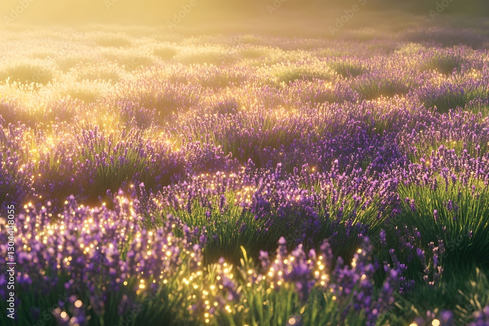 Naklejka premium lavender field at sunset