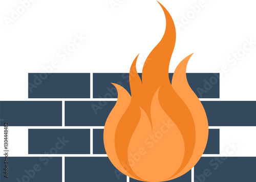 firewall flat web icon concept