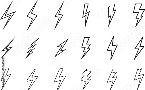 Lightning Bolt Line Icons Pattern