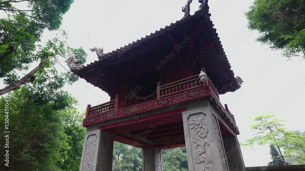 Walk around red tower building at Temple Of Literature in Hanoi, Vietnam Walk around red tower building at Temple Of Literature in Hanoi, Vietnam