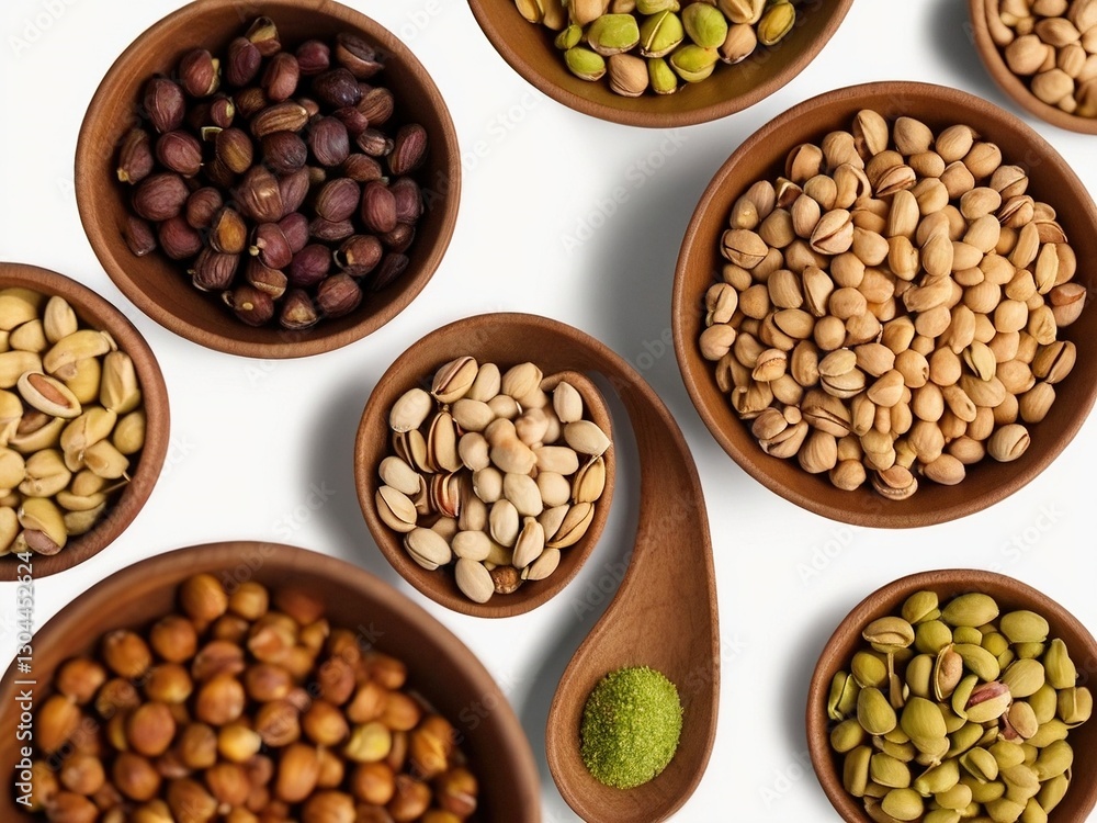 Assorted Nuts in Wooden Bowls – A Healthy Snack Selection Assorted Nuts in Wooden Bowls – A Healthy Snack Selection
