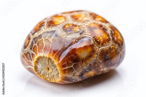 Belemnite Fossil Thunderstone on White Background - Isolated Macro Shot photo